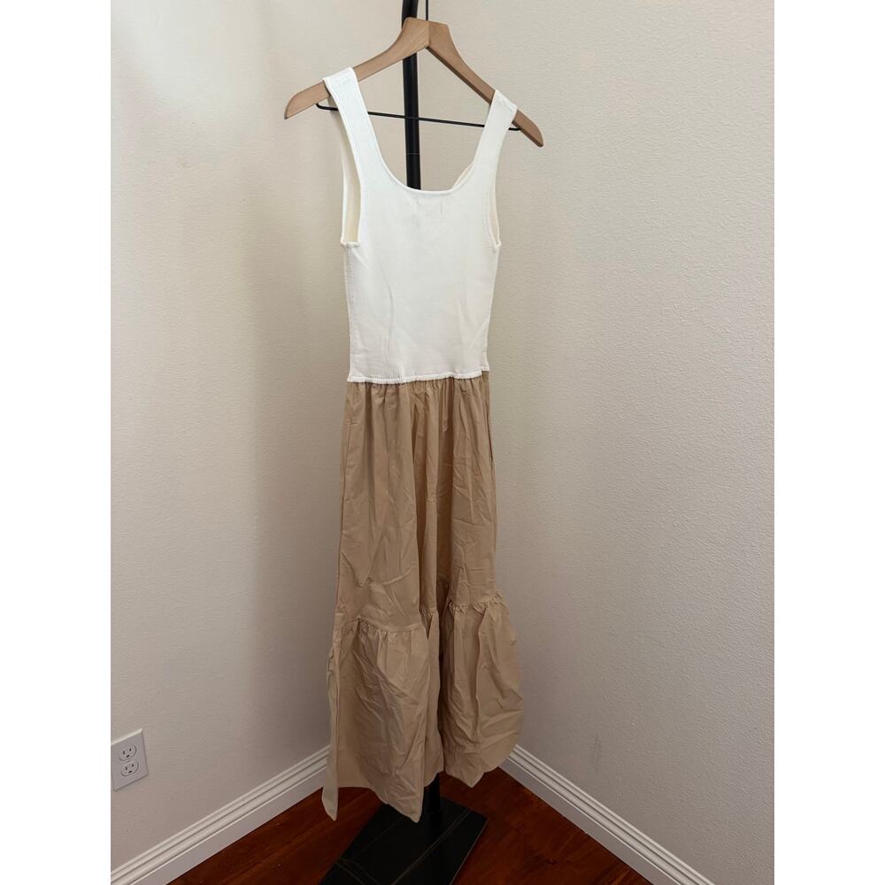 New Elan Rhodes dress sand & white combo size L - Picture 7 of 7